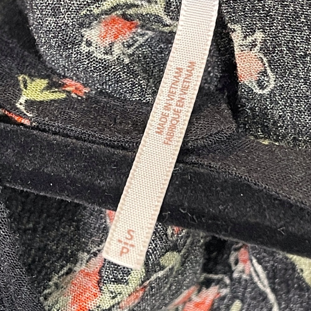 Free People black floral print tunic dress side seam pockets casual loose fit - Picture 8 of 13